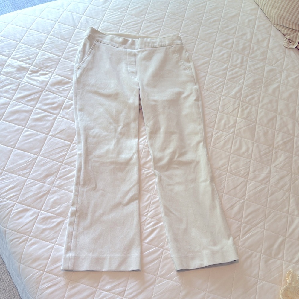 White Spanx ankle kick flare